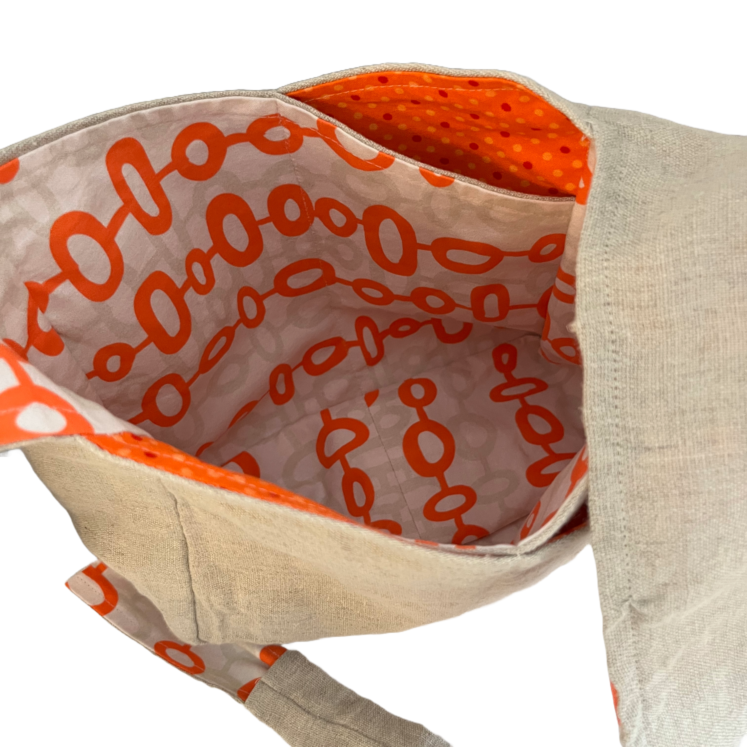 Linen Crossbody w/Orange Flower