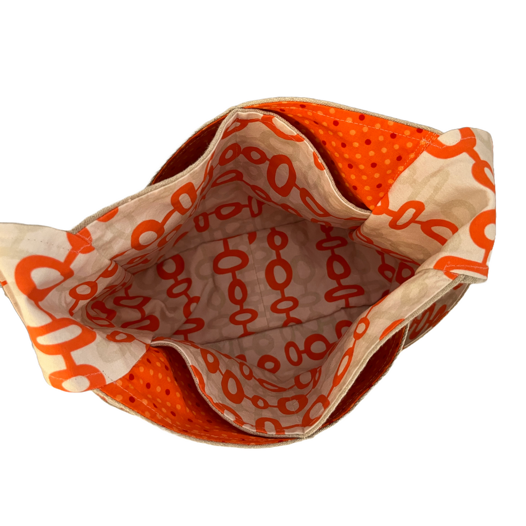 Linen Crossbody w/Orange Flower