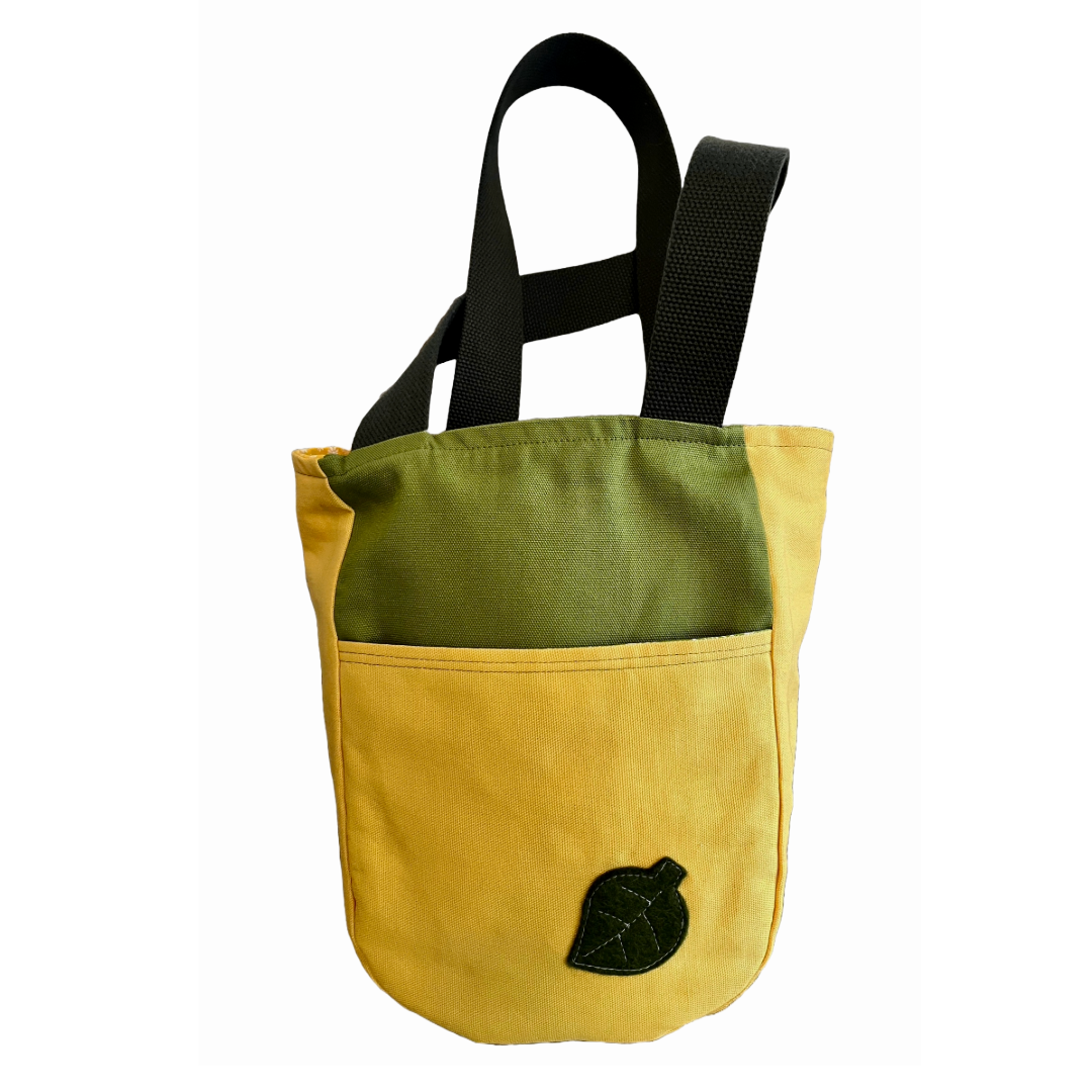 Yellow & Green Color Block Canvas Book Tote