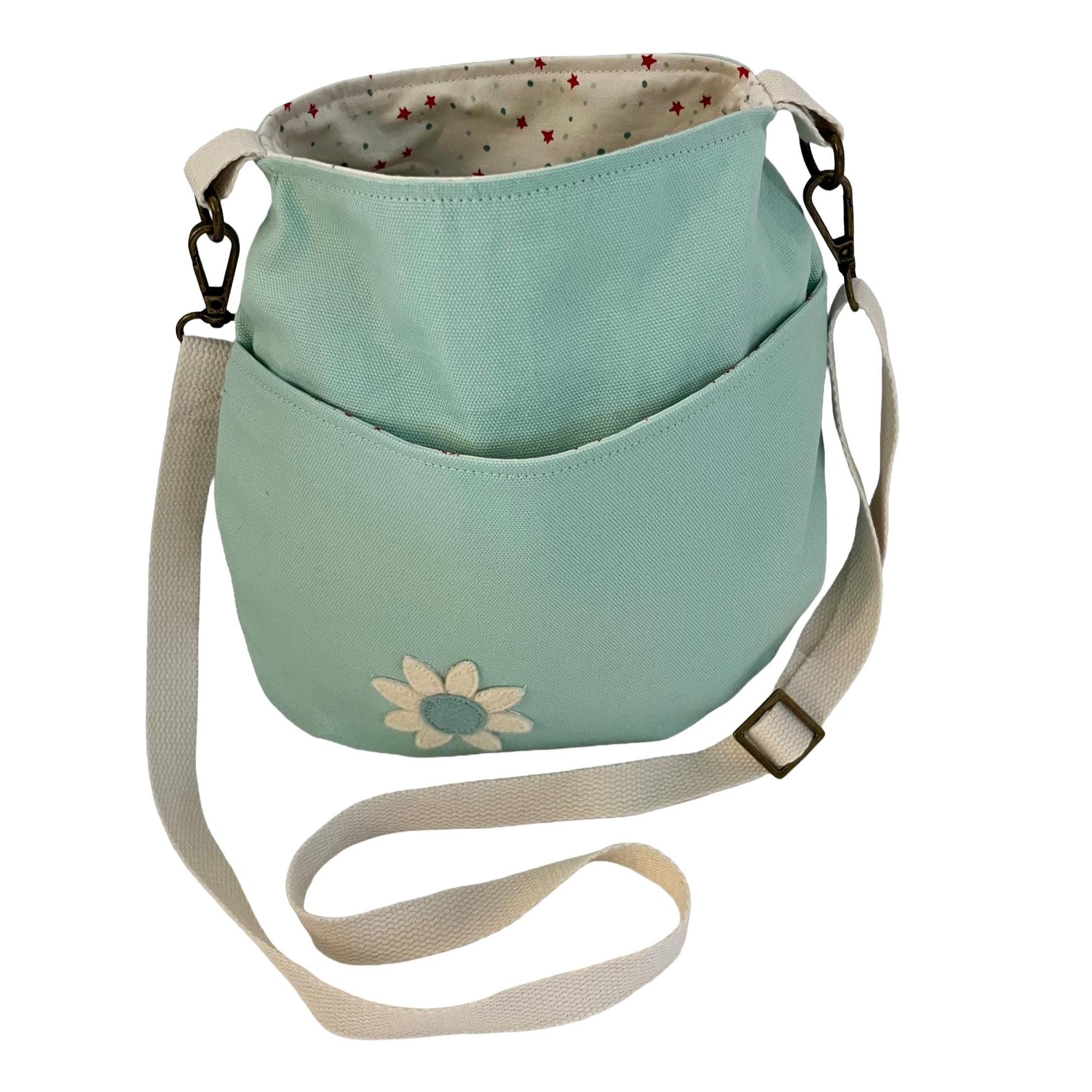 Mint Blue Canvas Bucket Bag