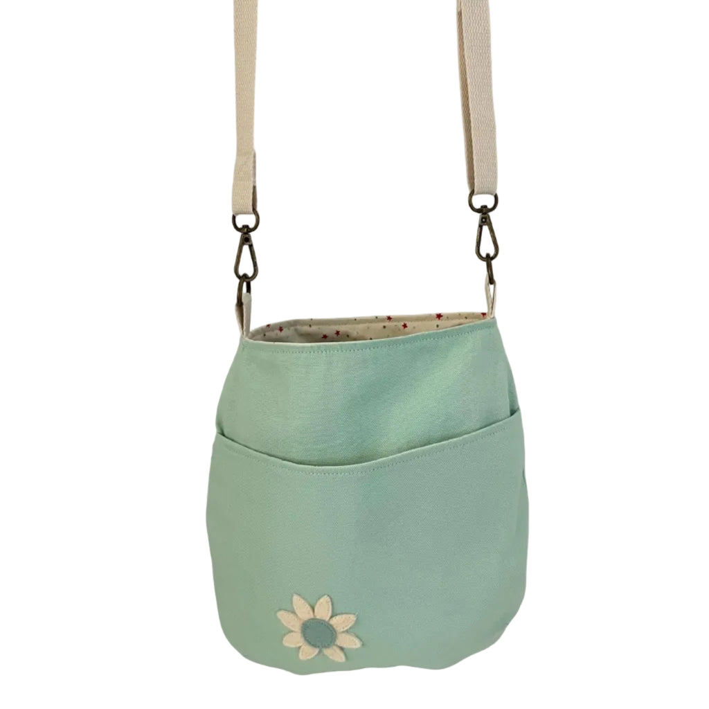 Mint Blue Canvas Bucket Bag