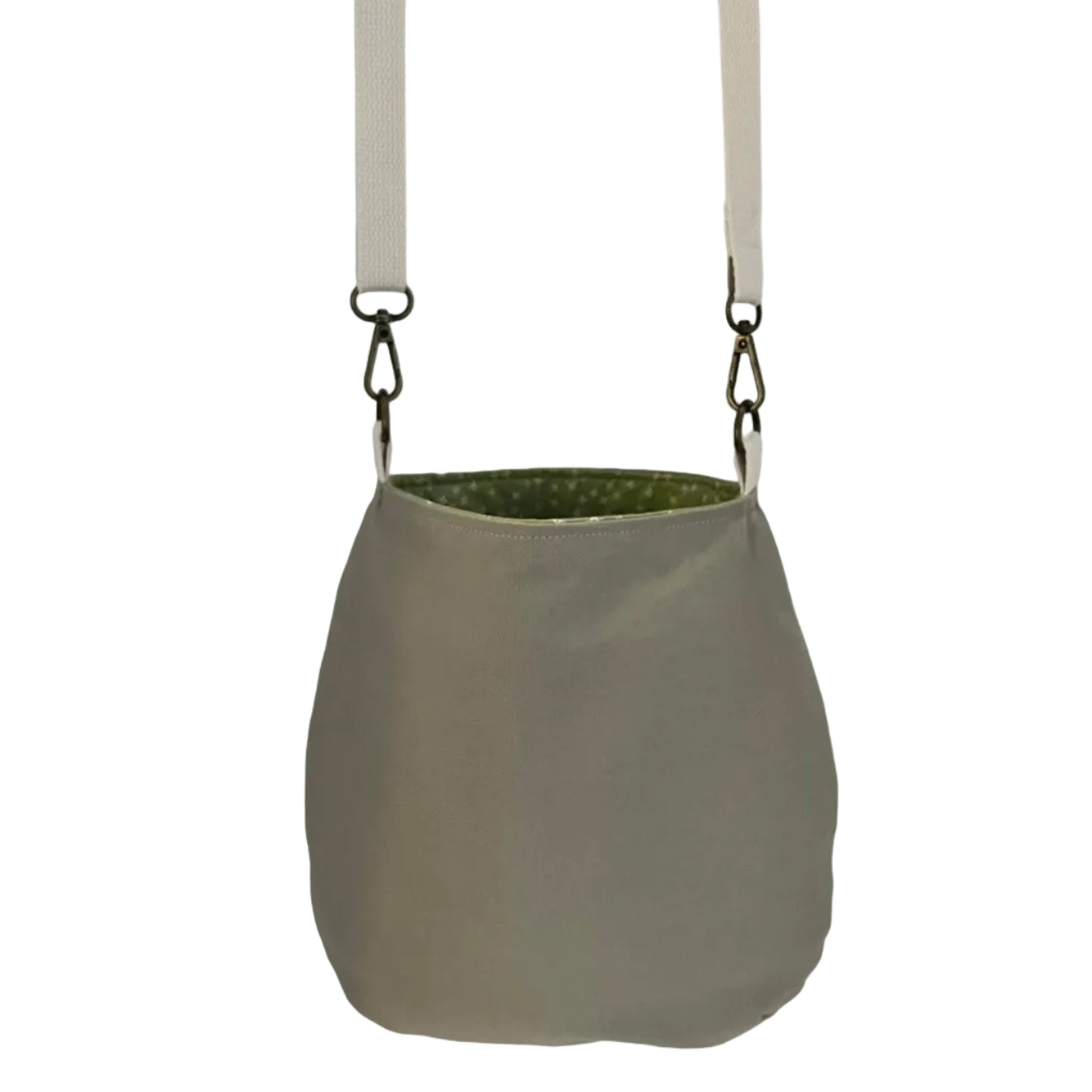 Gray bag with a strap on a white background