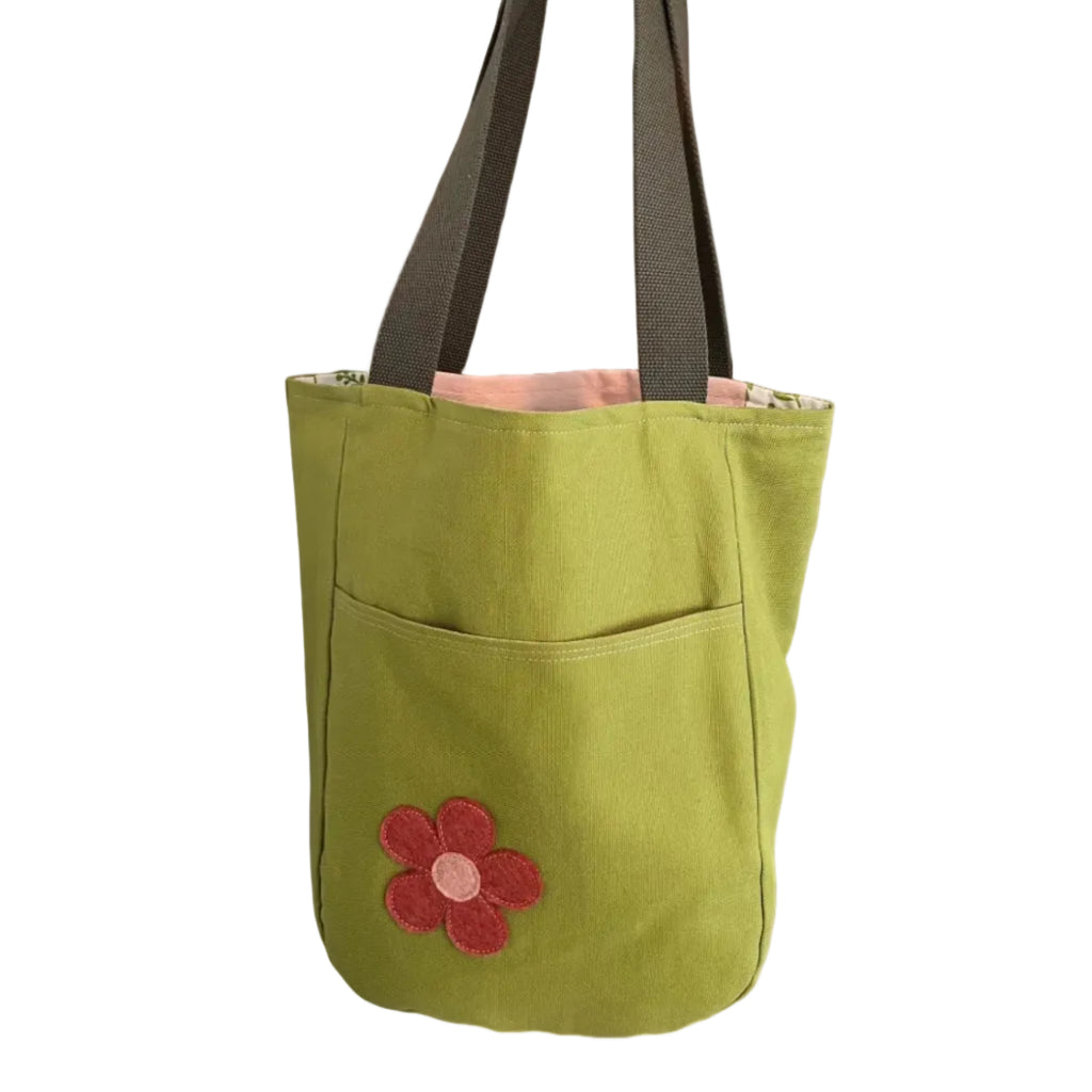 Green Canvas Book Tote 🌺
