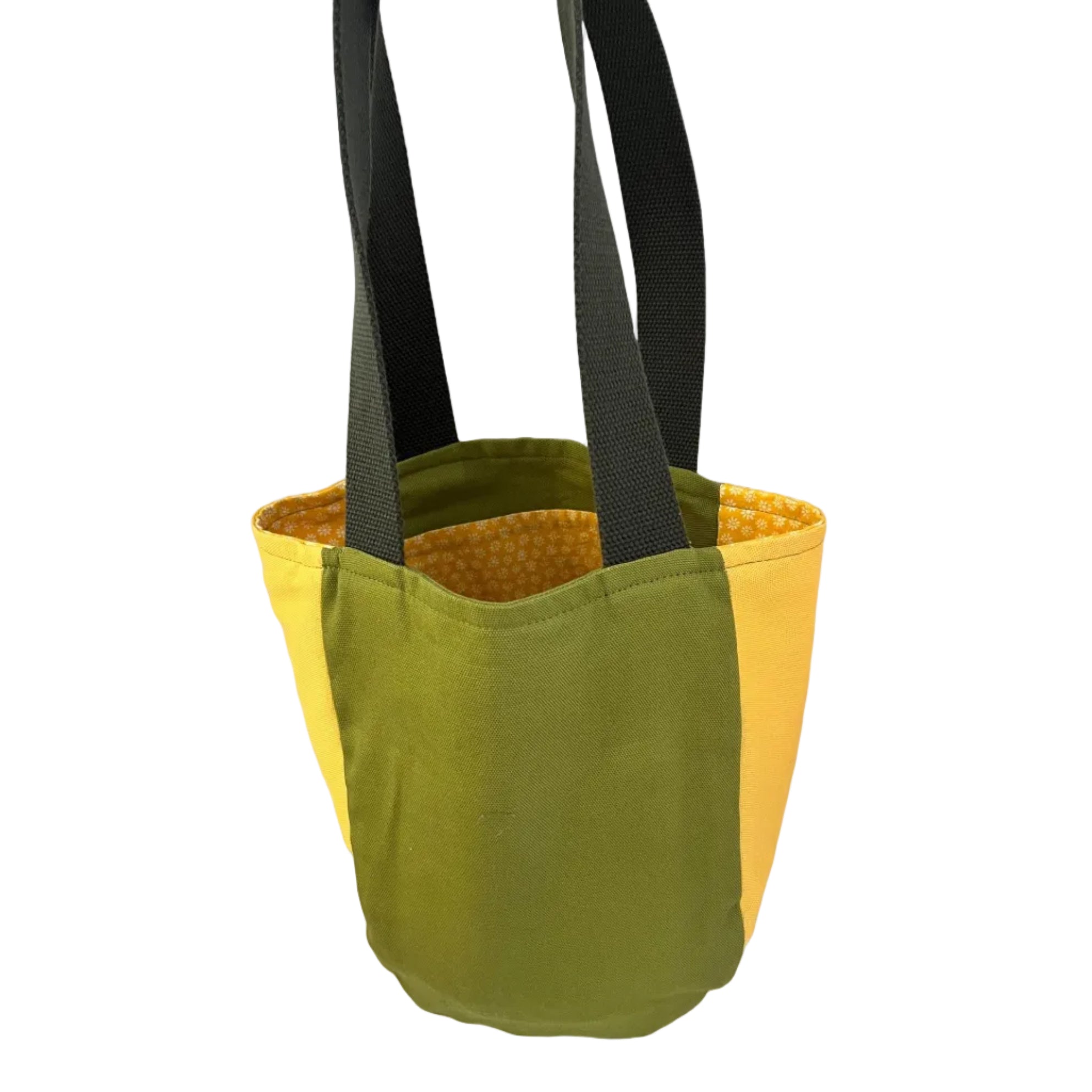 Yellow & Green Color Block Canvas Book Tote