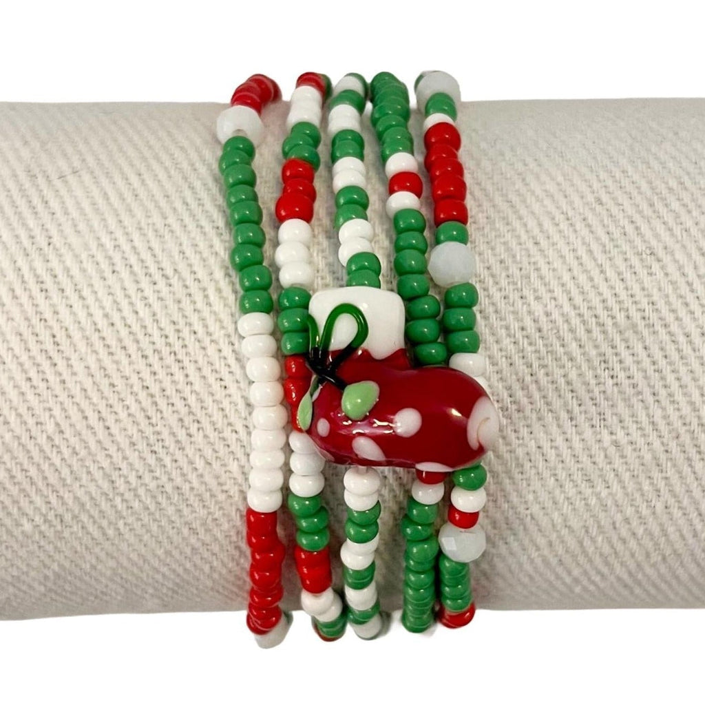 Holiday Bracelets & Earrings – Green, Red & White