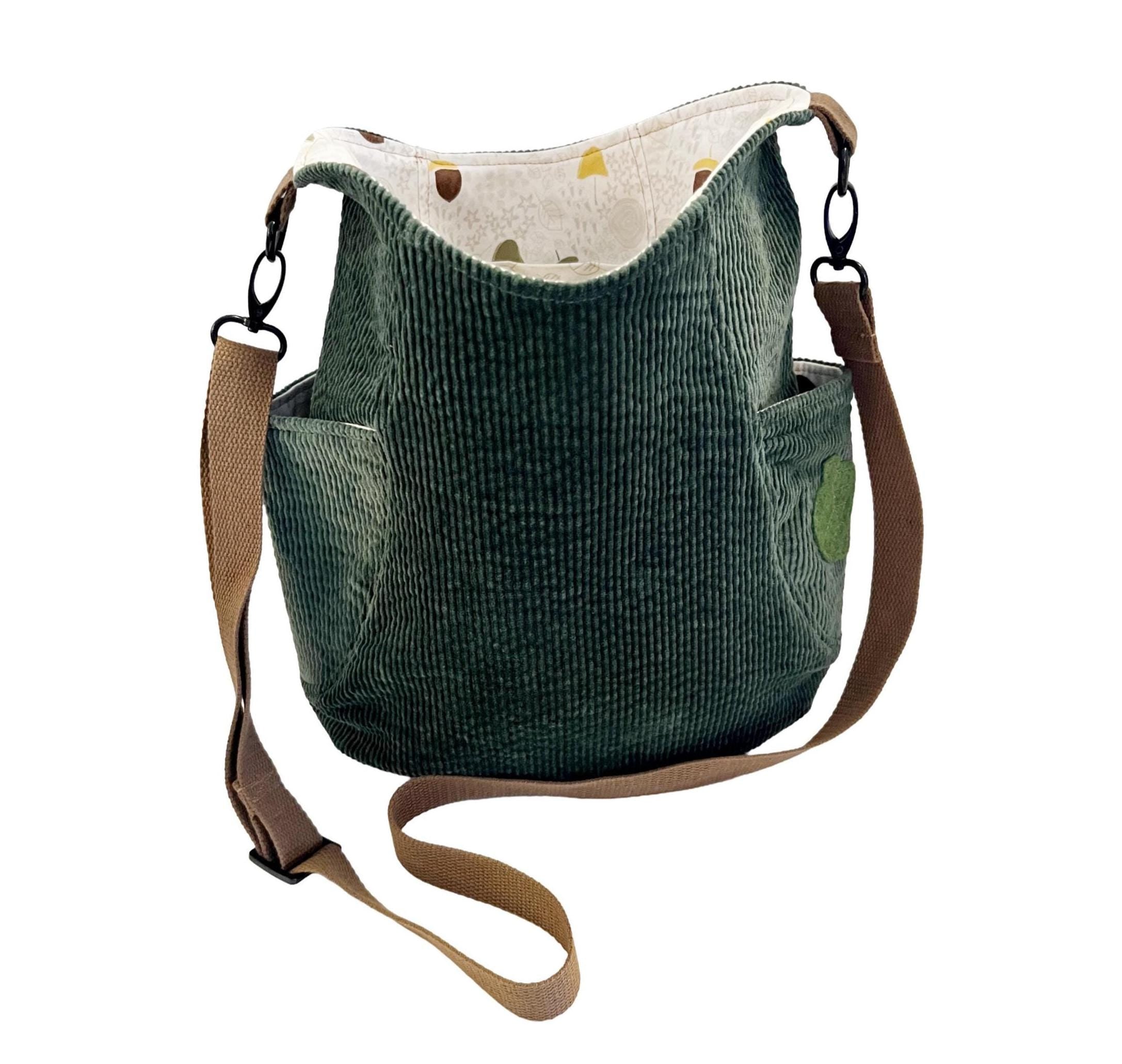 Forest Green Corduroy Crossbody Bag