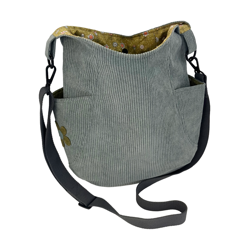 Mist Blue Corduroy Crossbody Bag