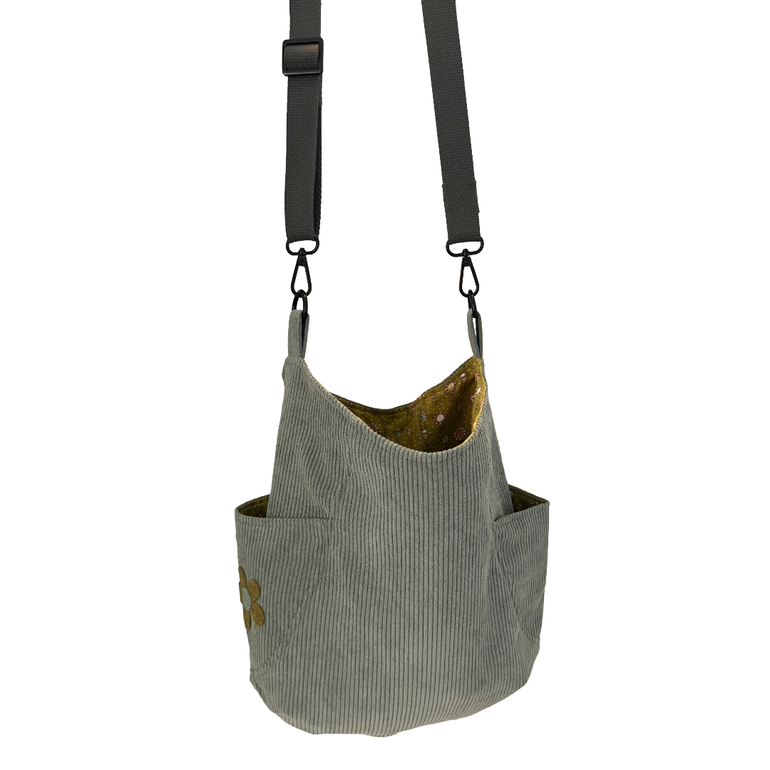 Mist Blue Corduroy Crossbody Bag