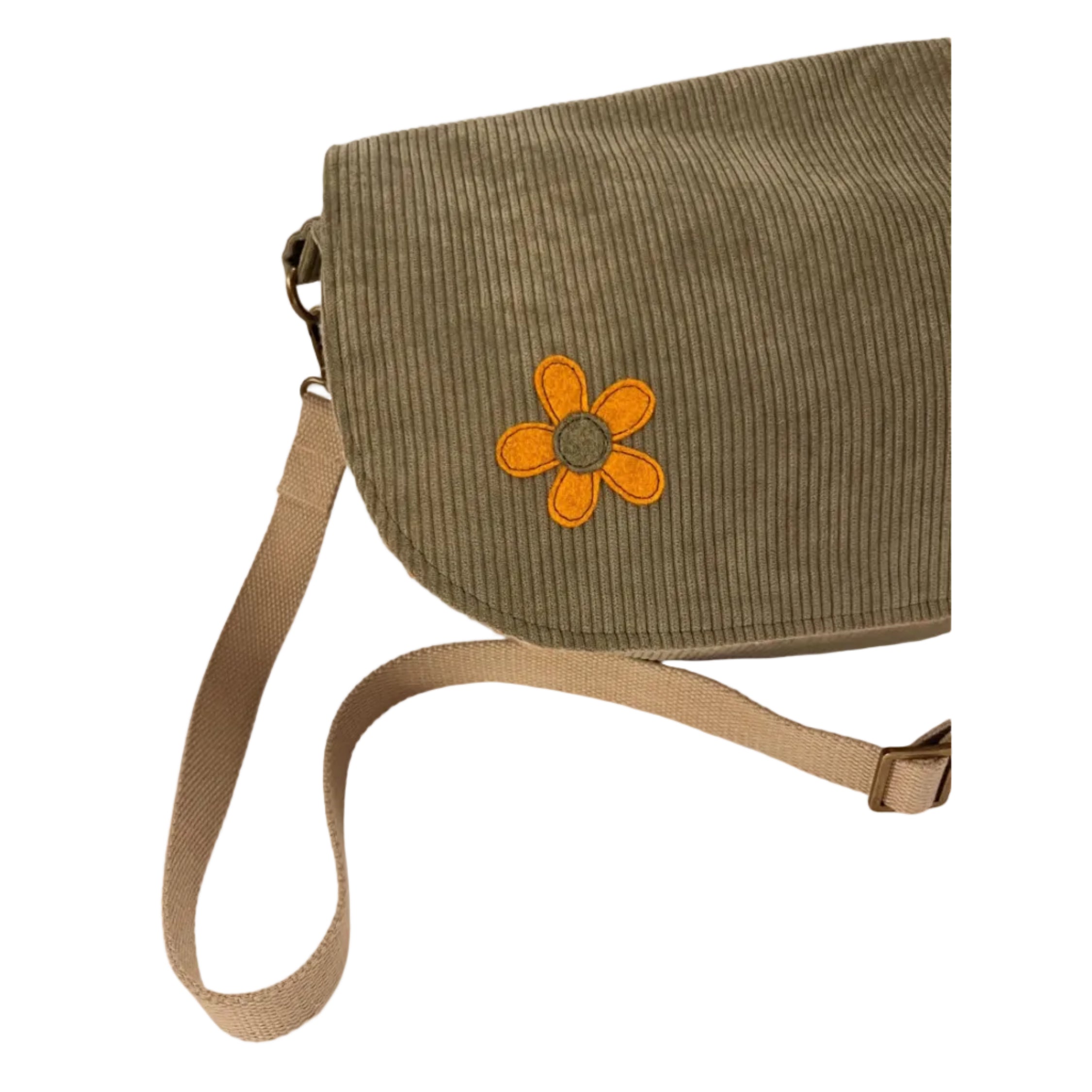 Sage Green Slouchy Corduroy Crossbody Bag