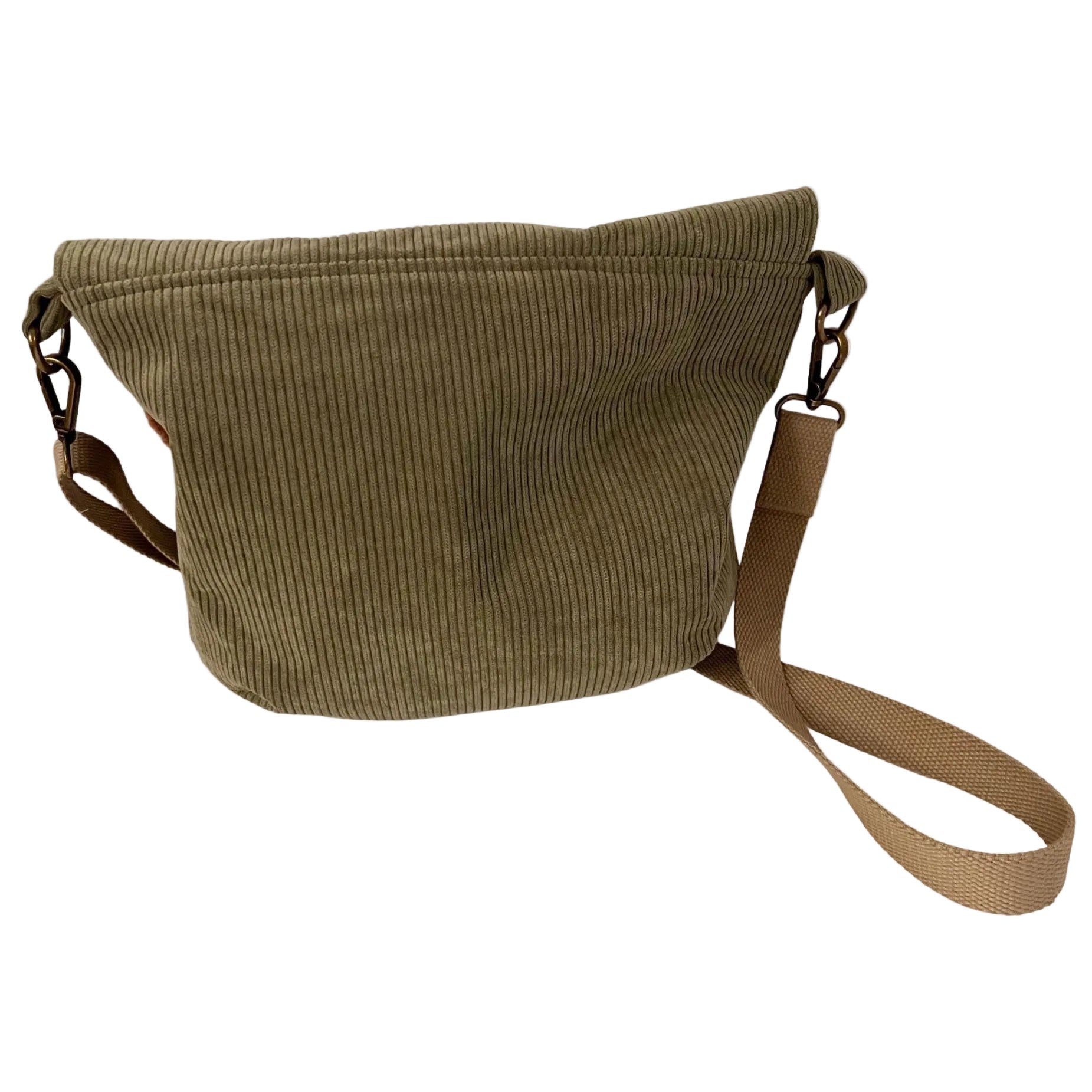 Sage Green Slouchy Corduroy Crossbody Bag