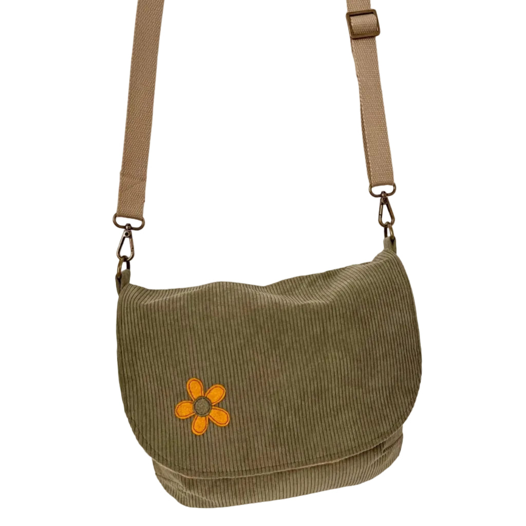 Sage Green Slouchy Corduroy Crossbody Bag