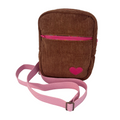 Brown Corduroy Zipper Crossbody Bag