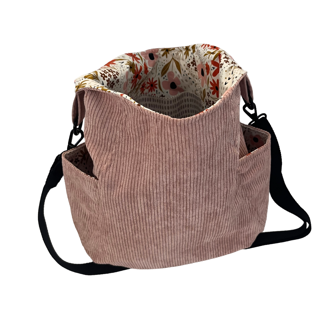 Dusty Pink Corduroy Crossbody Bag