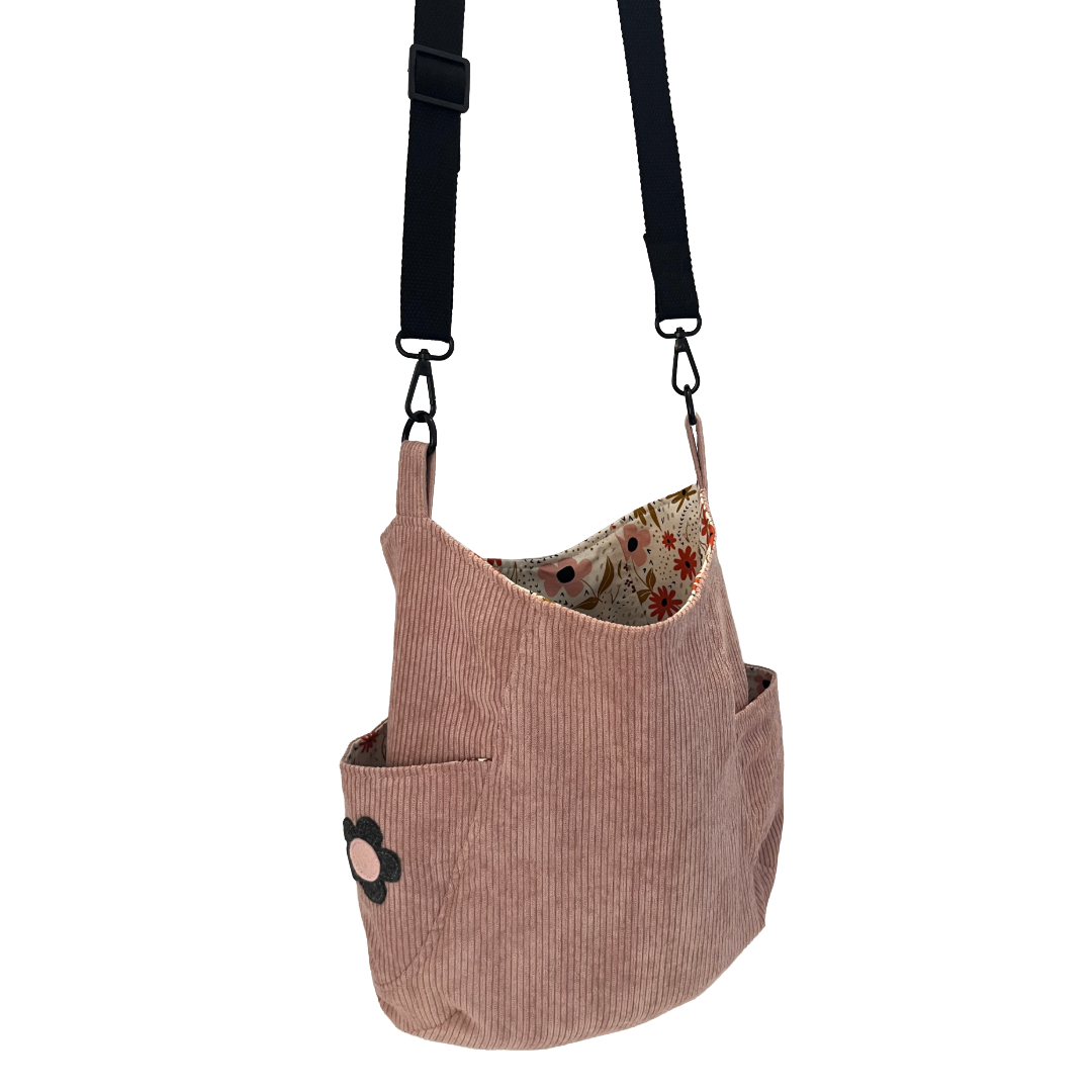 Dusty Pink Corduroy Crossbody Bag