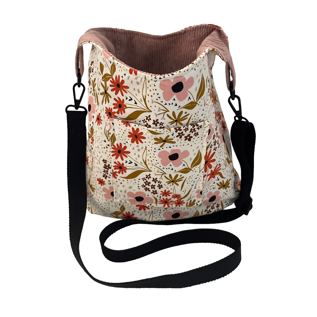 Dusty Pink Corduroy Crossbody Bag