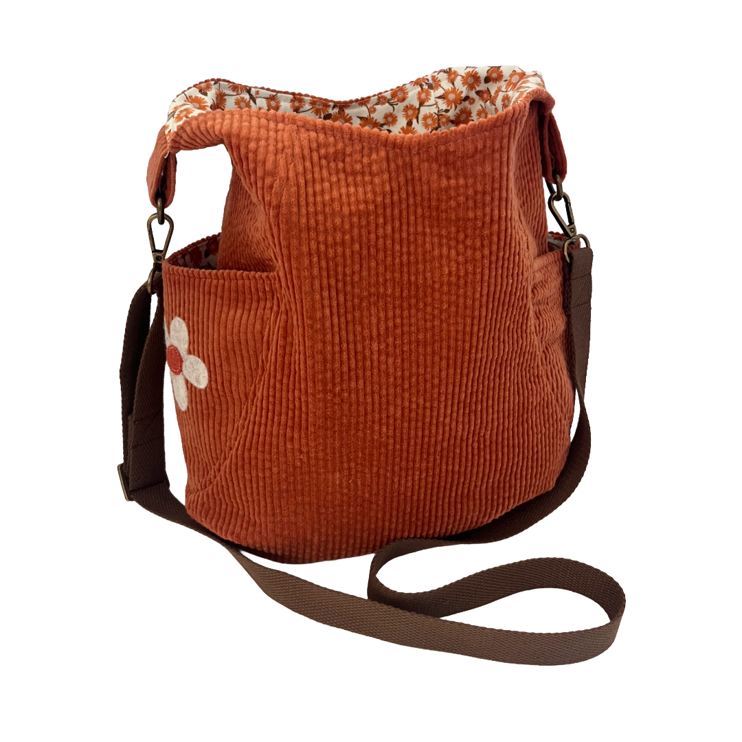 Terracotta Corduroy Crossbody Bag