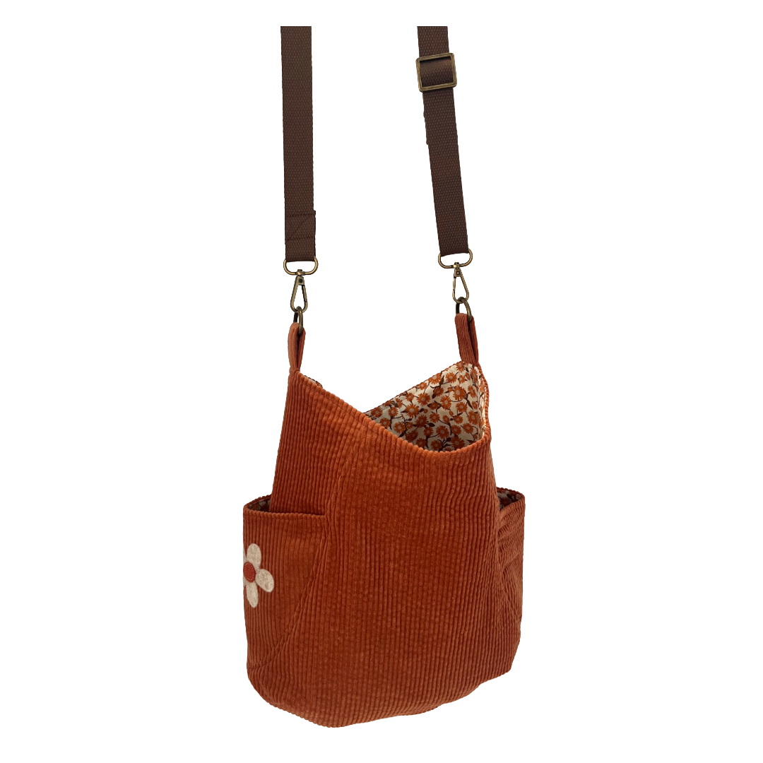Terracotta Corduroy Crossbody Bag