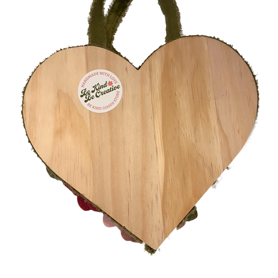 Handmade Felt Flower Hanging Heart - Blush & Sage Garden