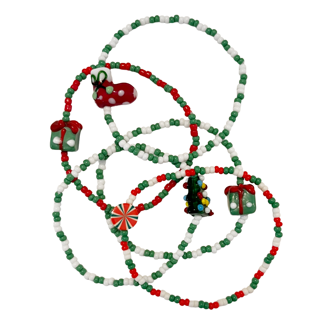 Holiday Bracelets & Earrings – Green, Red & White