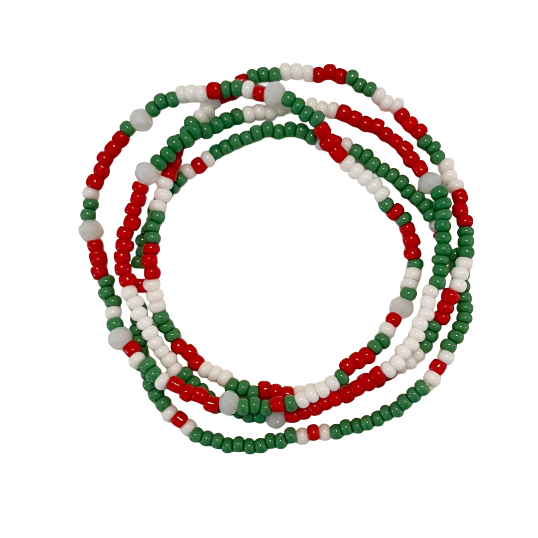 Holiday Bracelets & Earrings – Green, Red & White