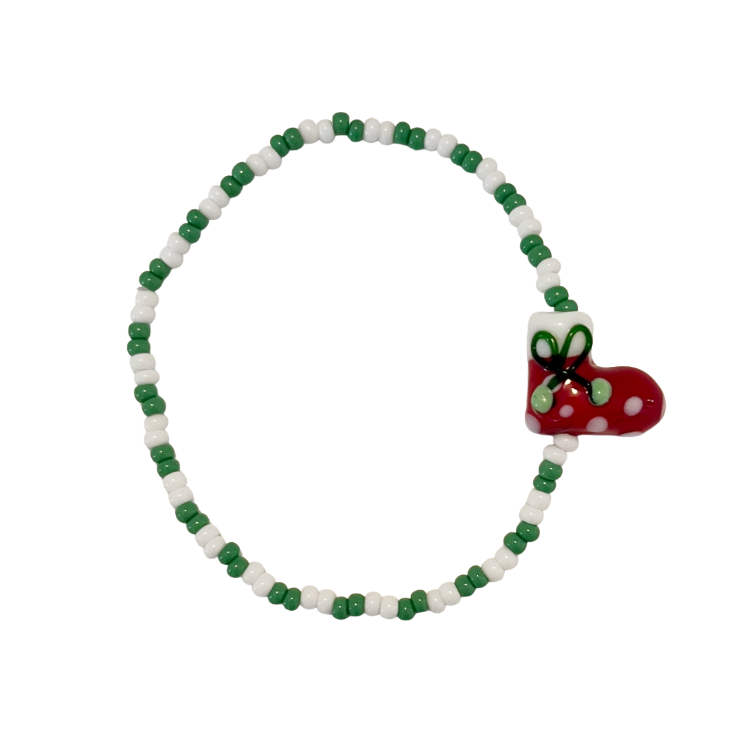 Holiday Bracelets & Earrings – Green, Red & White