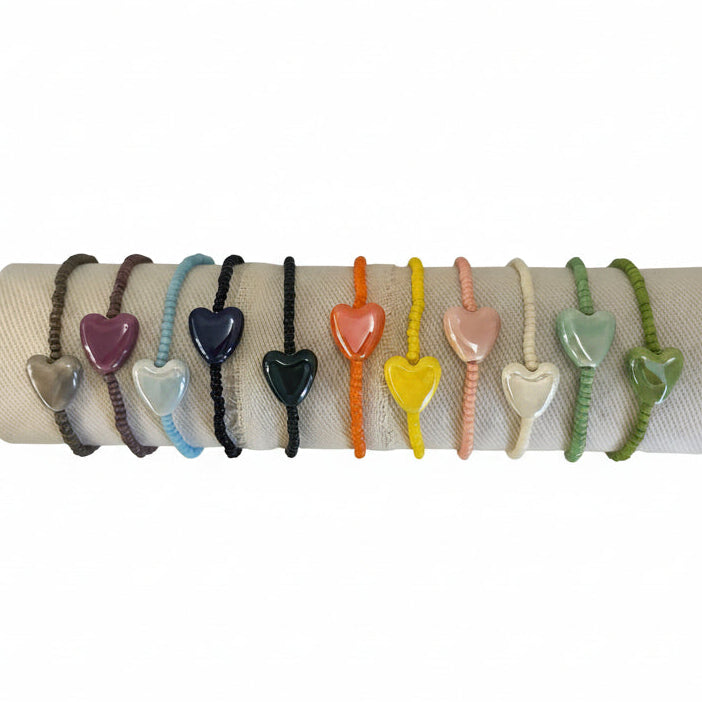 Ceramic Heart Beaded Bracelets
