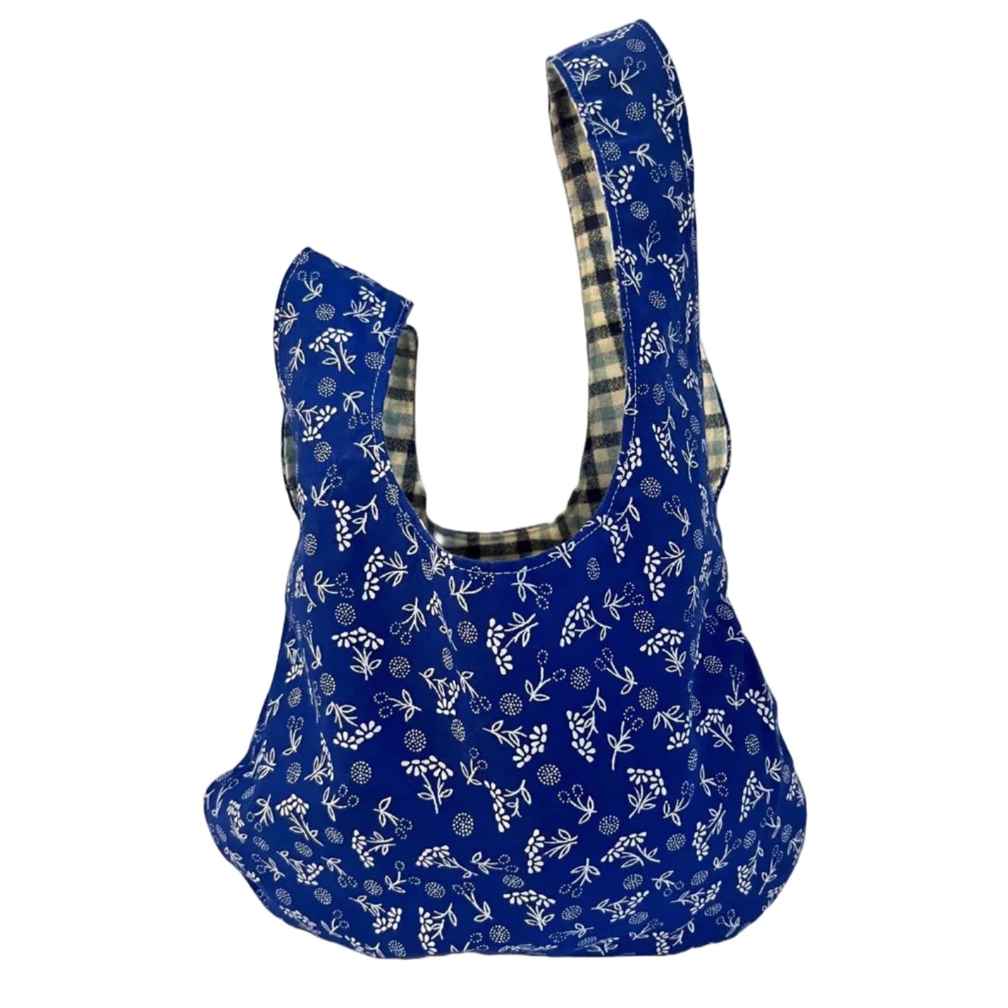 Blue Checkered Knot Bag