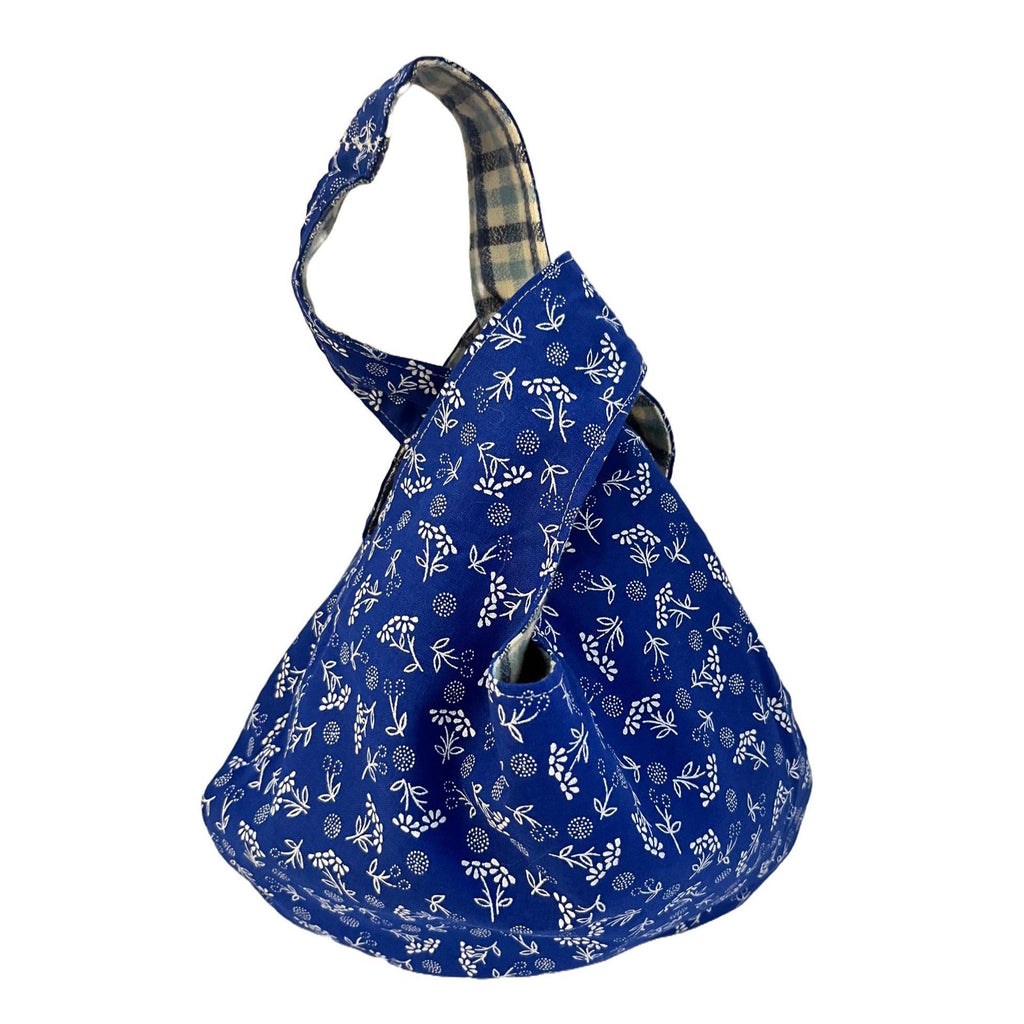 Blue Checkered Knot Bag
