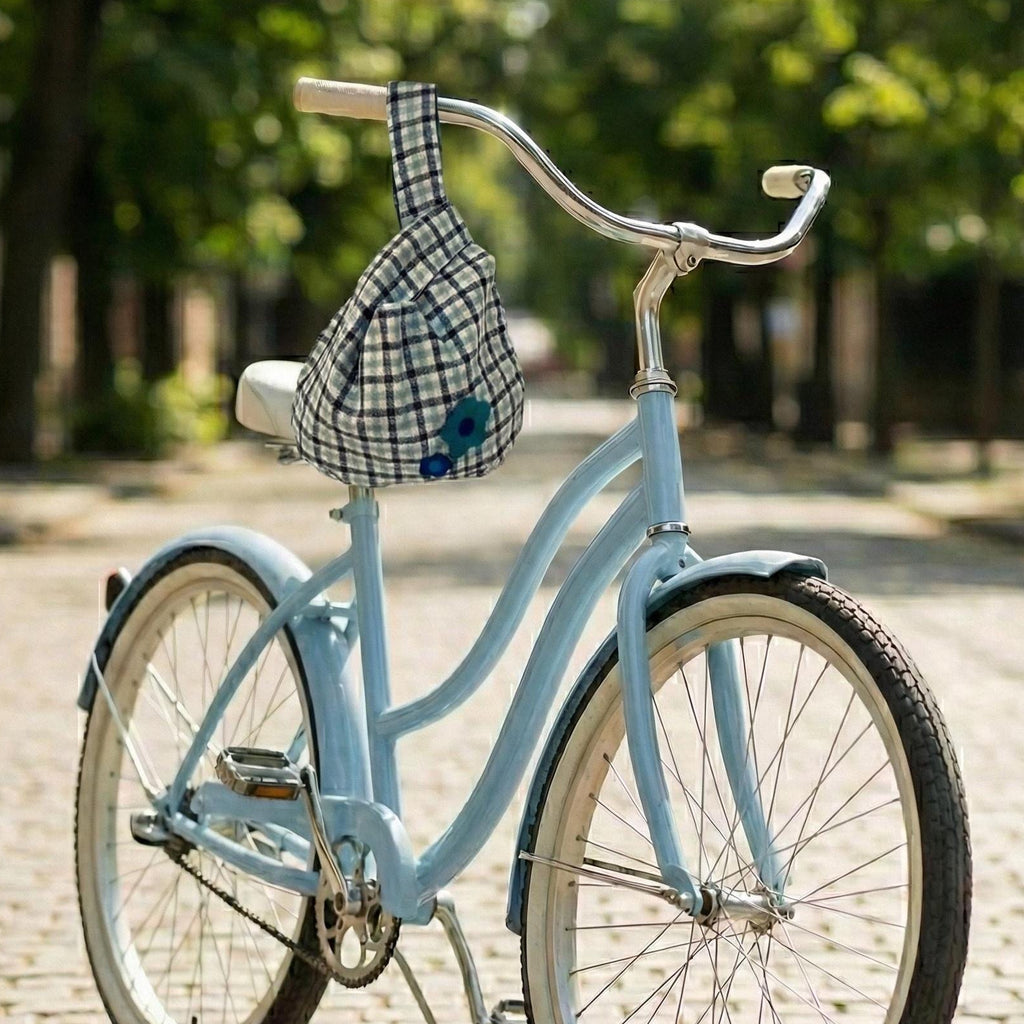 Blue Checkered Knot Bag