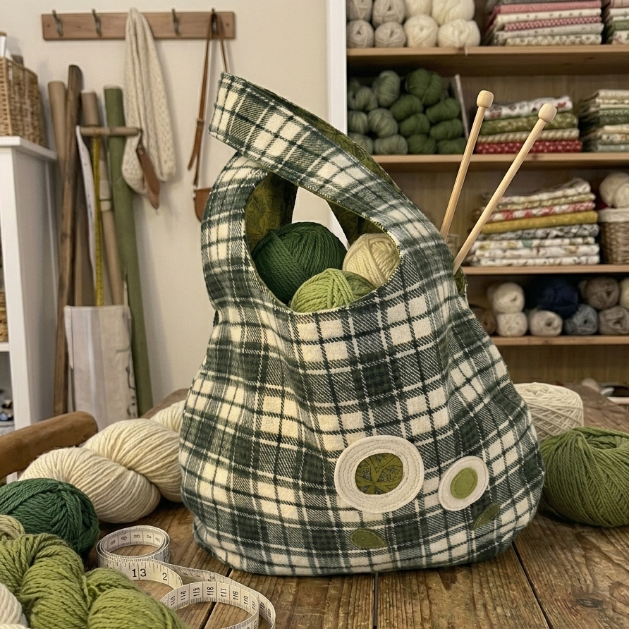 Green Plaid Knot Bag