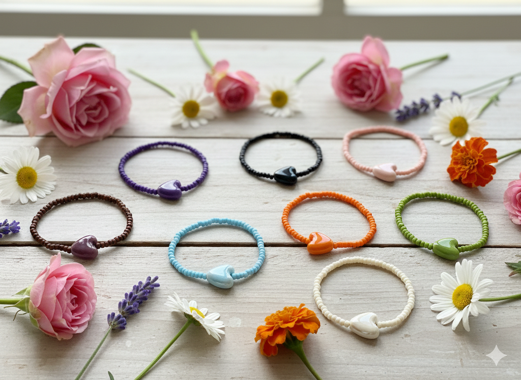 Ceramic Heart Beaded Bracelets