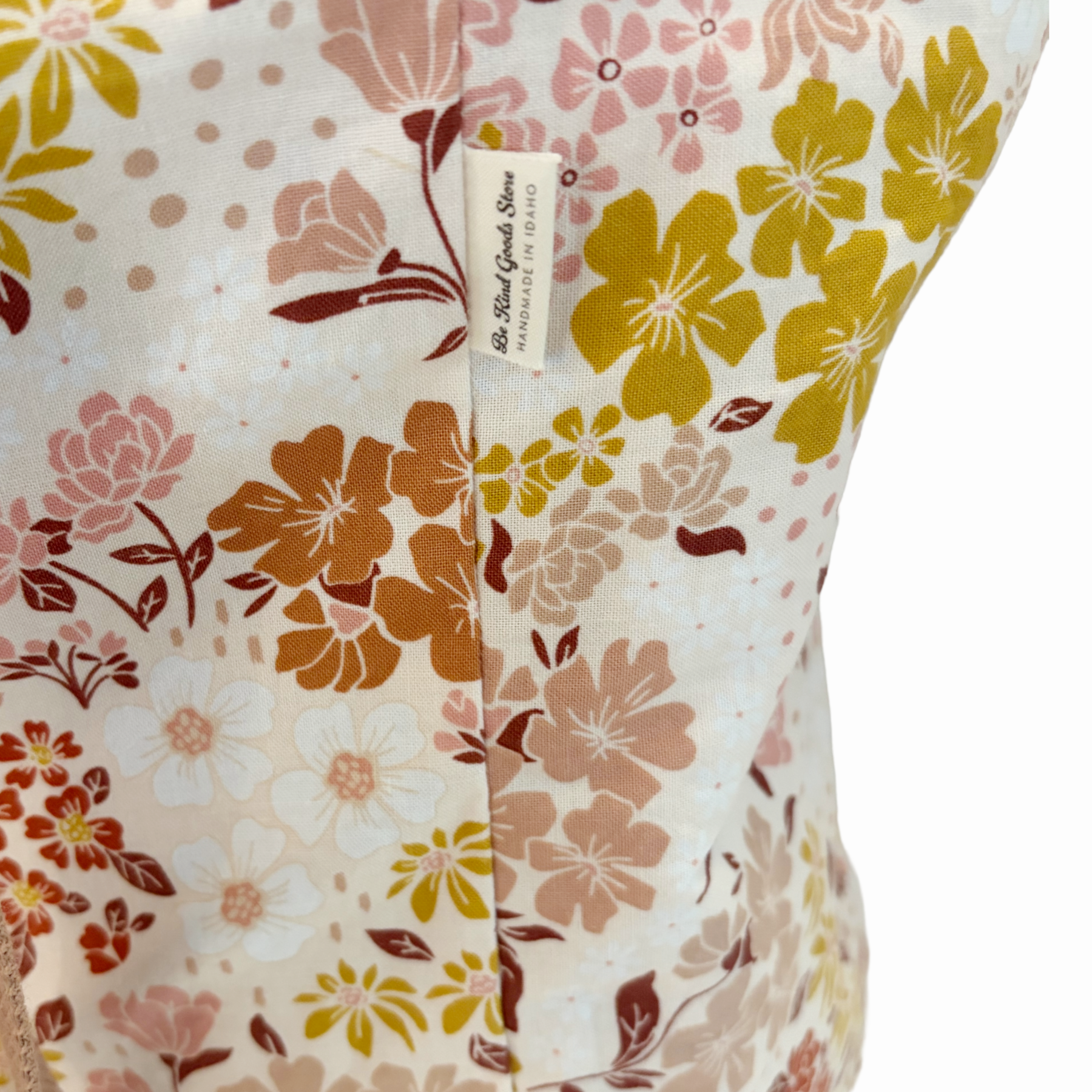 Linen Tote Bag with Rust Daisy Flower
