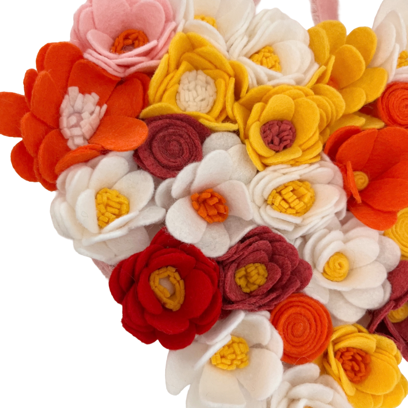 Handmade Felt Flower Hanging Heart - Sunshine Garden