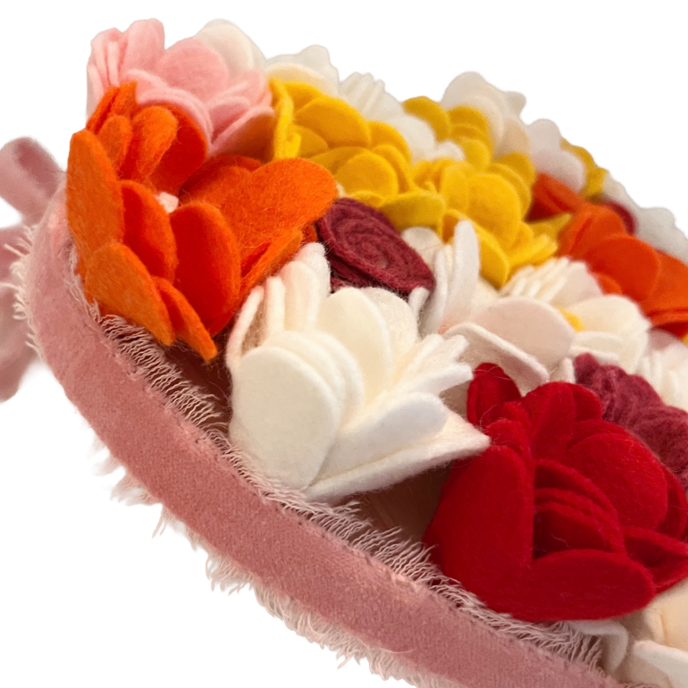 Handmade Felt Flower Hanging Heart - Sunshine Garden