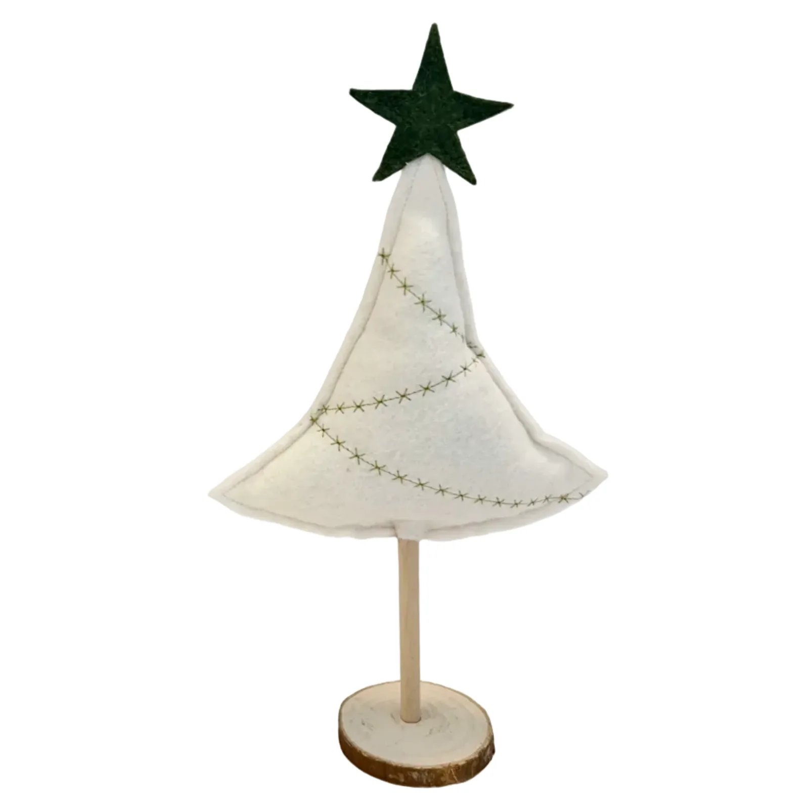 Decorative Christmas tree with a green star on a white background